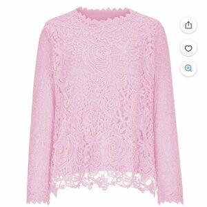 Women's Pink Lace Long-Sleeve Top